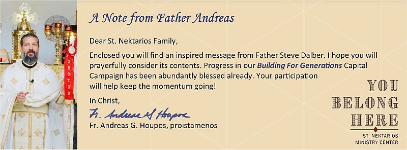 Read Fr. Steve's letter!